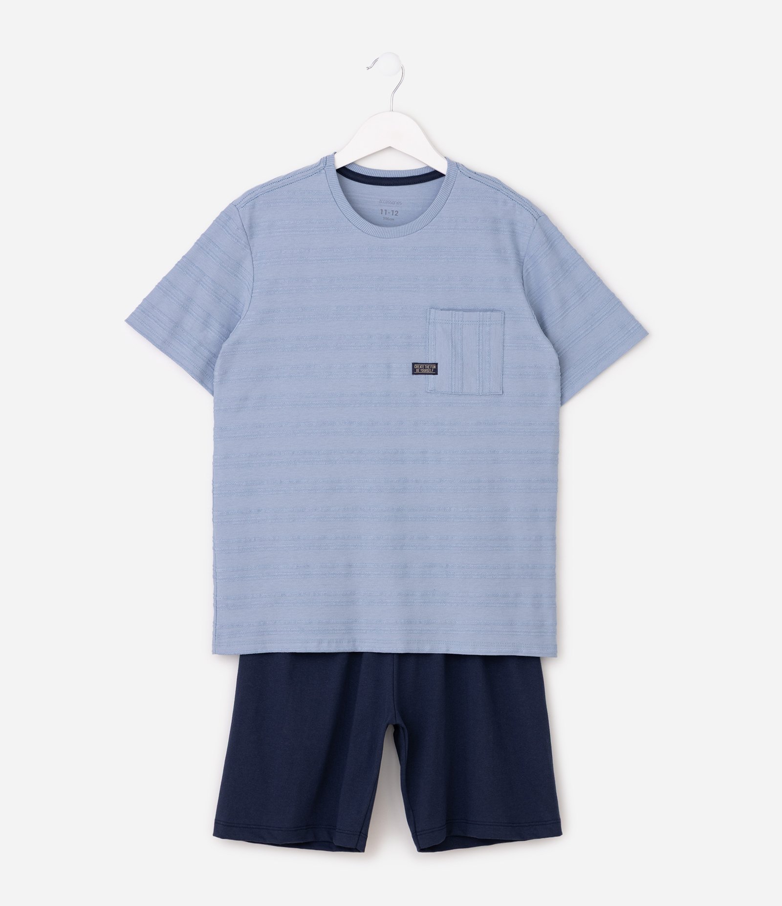 Conjunto de Pijama Infantil em Algodão Texturizado Azul 2
