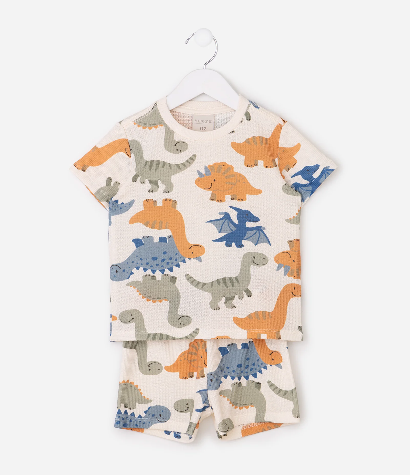 Pijama Infantil com Estampa de Dinossauros - Tam 2 a 6 Anos Bege 2