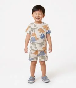 Pijama Infantil com Estampa de Dinossauros - Tam 2 a 6 Anos