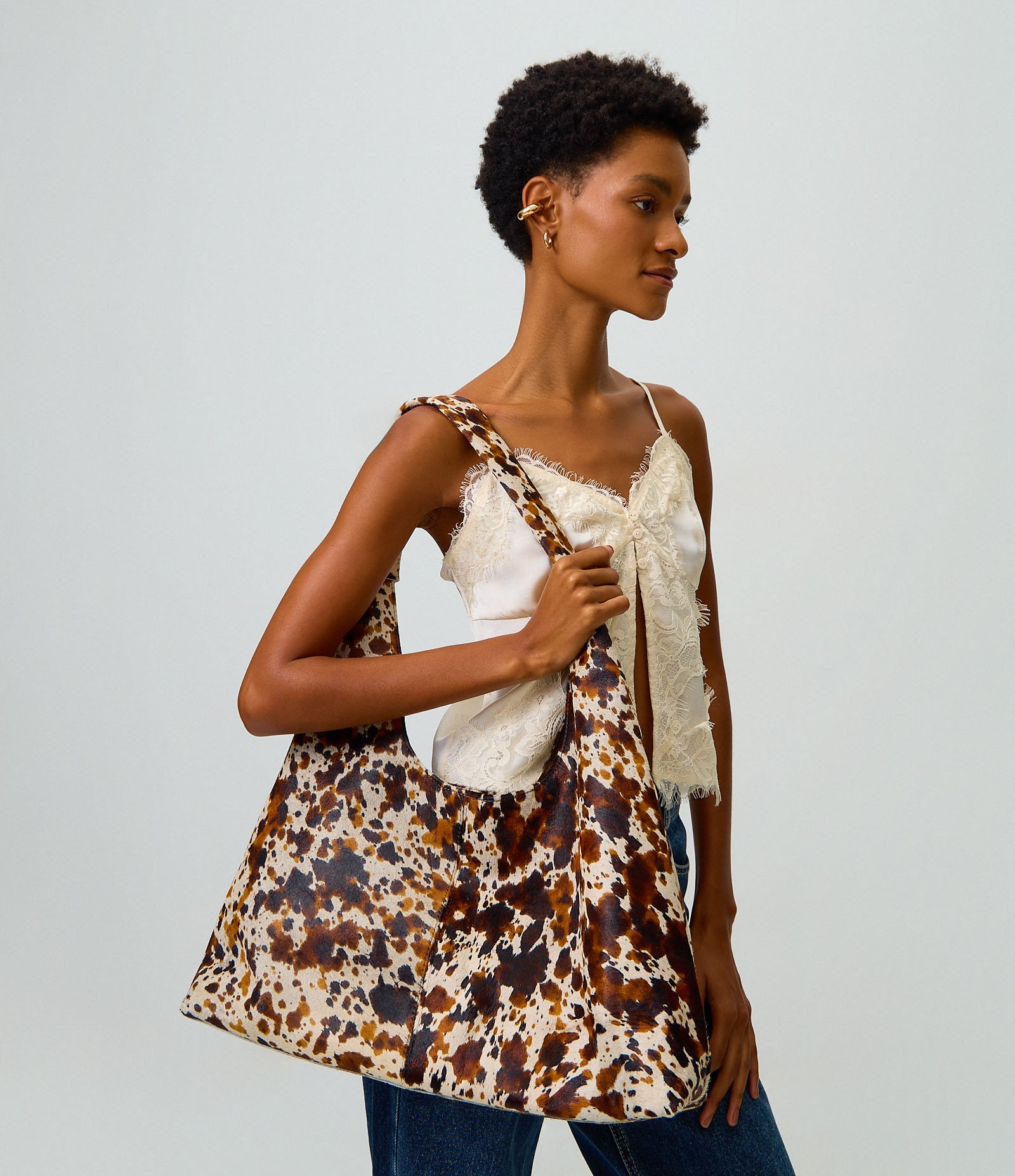 Bolsa Hobo Grande em Couro com Estampa Animal Print Multicores 7