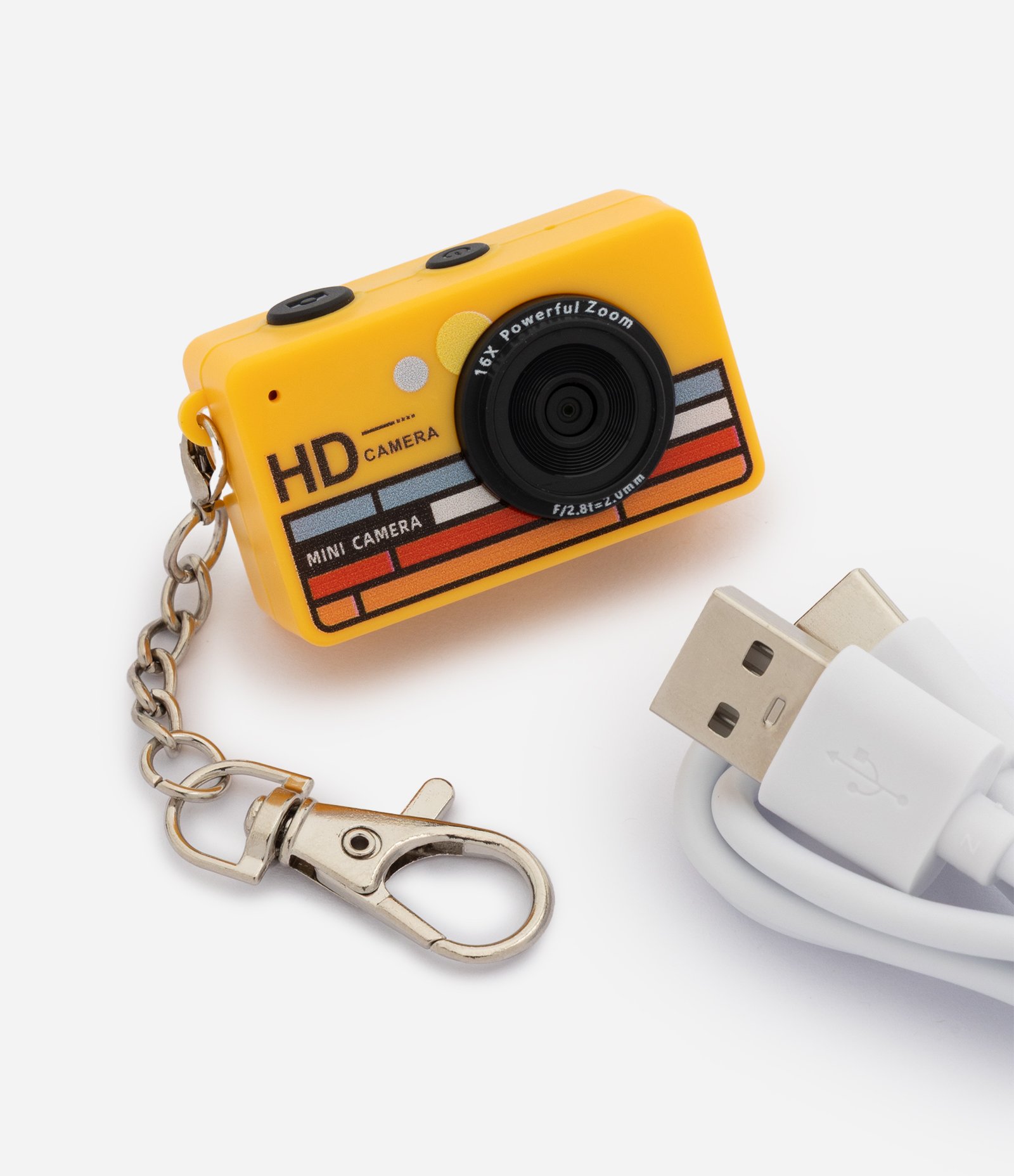 Mini Câmera Digital Chaveiro com Bateria Interna Recarregável Amarelo 5