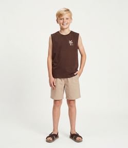 Regata em Algodão com Estampa Tropical - Tam 5 a 14 Anos
