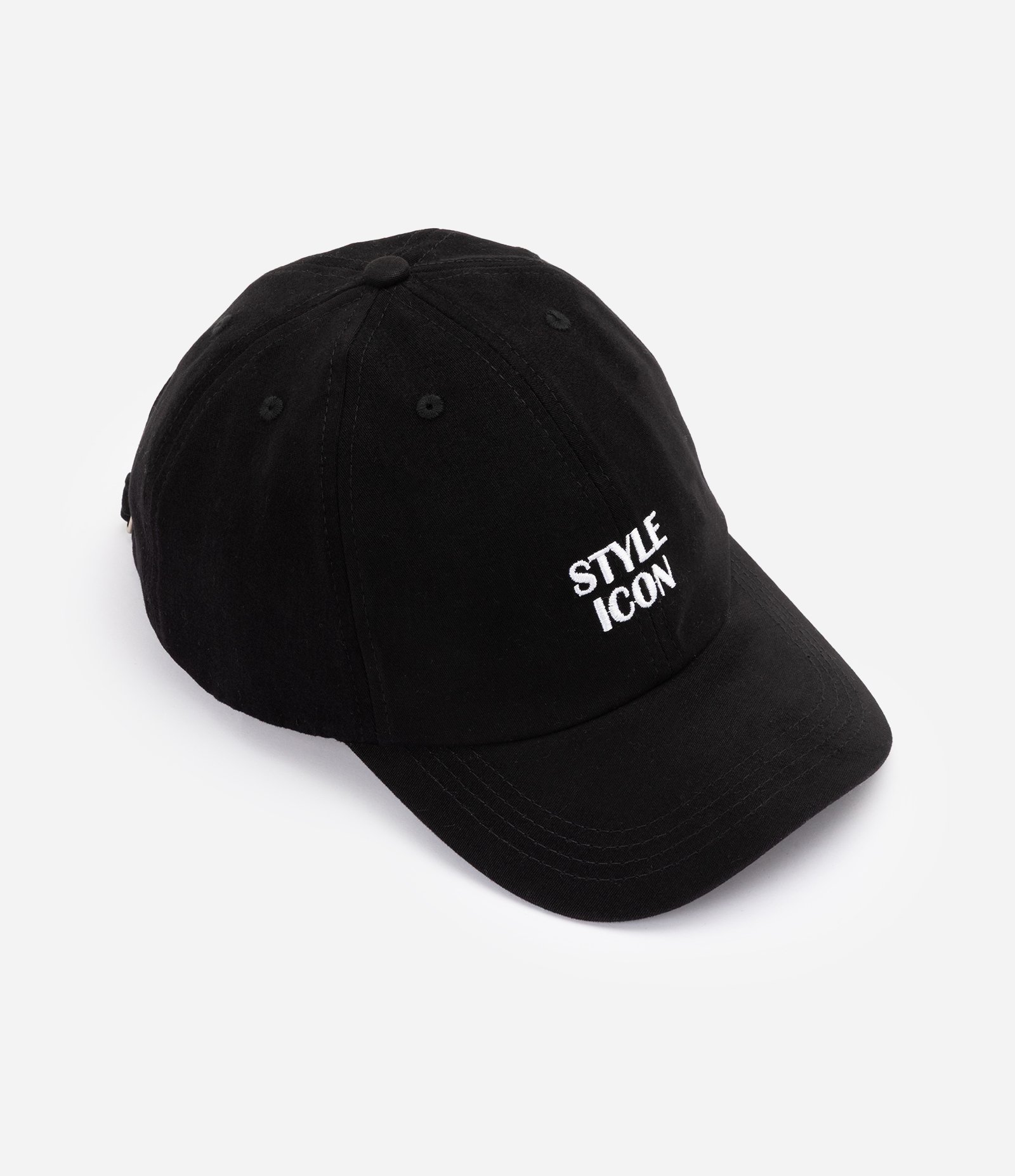 Boné Aba Curva em Sarja com Bordado Style Icon Preto 2