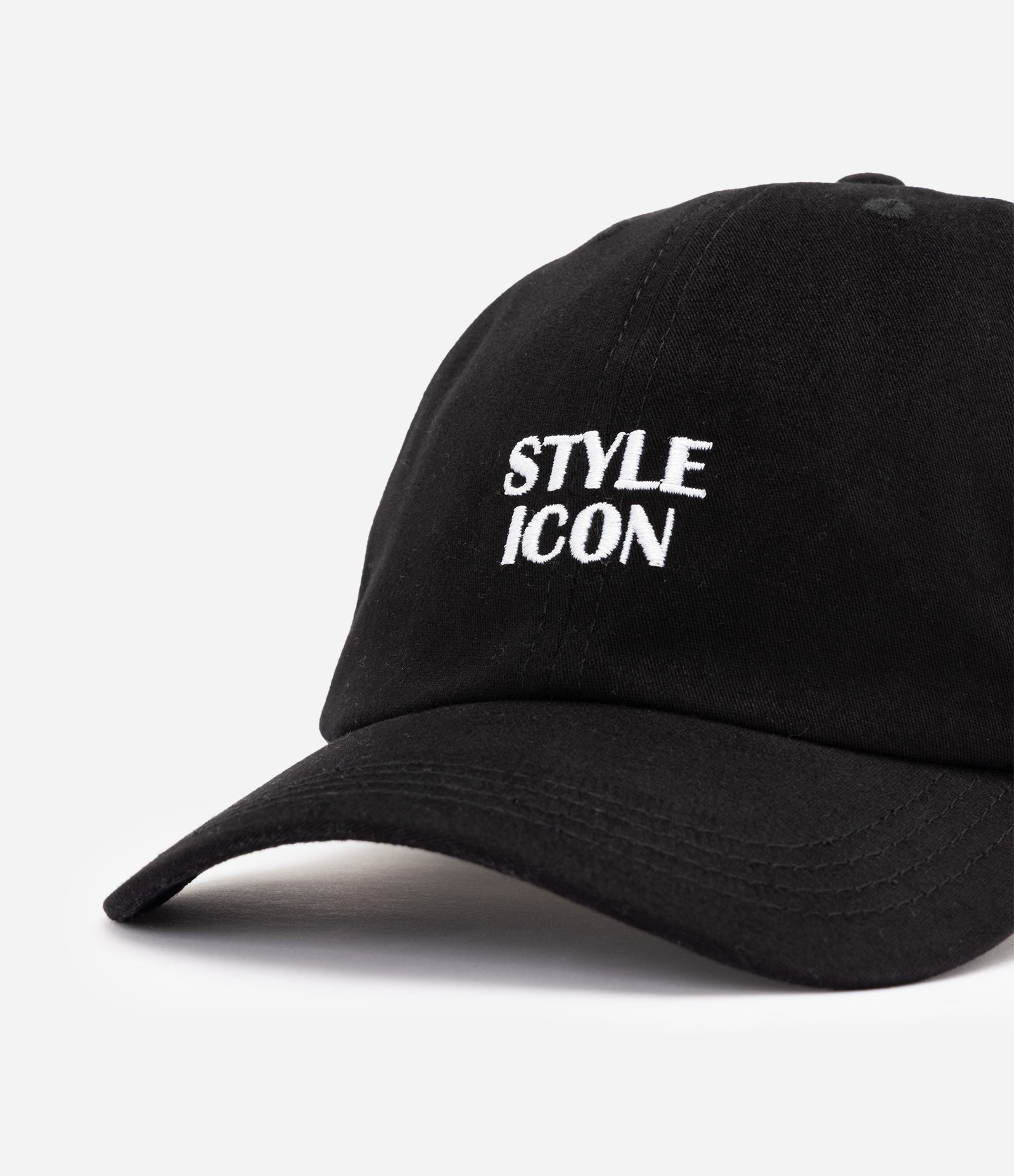 Boné Aba Curva em Sarja com Bordado Style Icon Preto 5