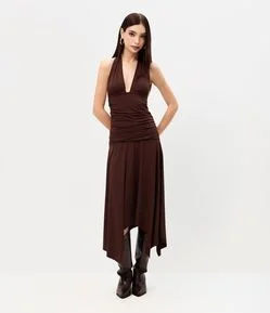 Vestido Ajustado com Frente Única Drapeado