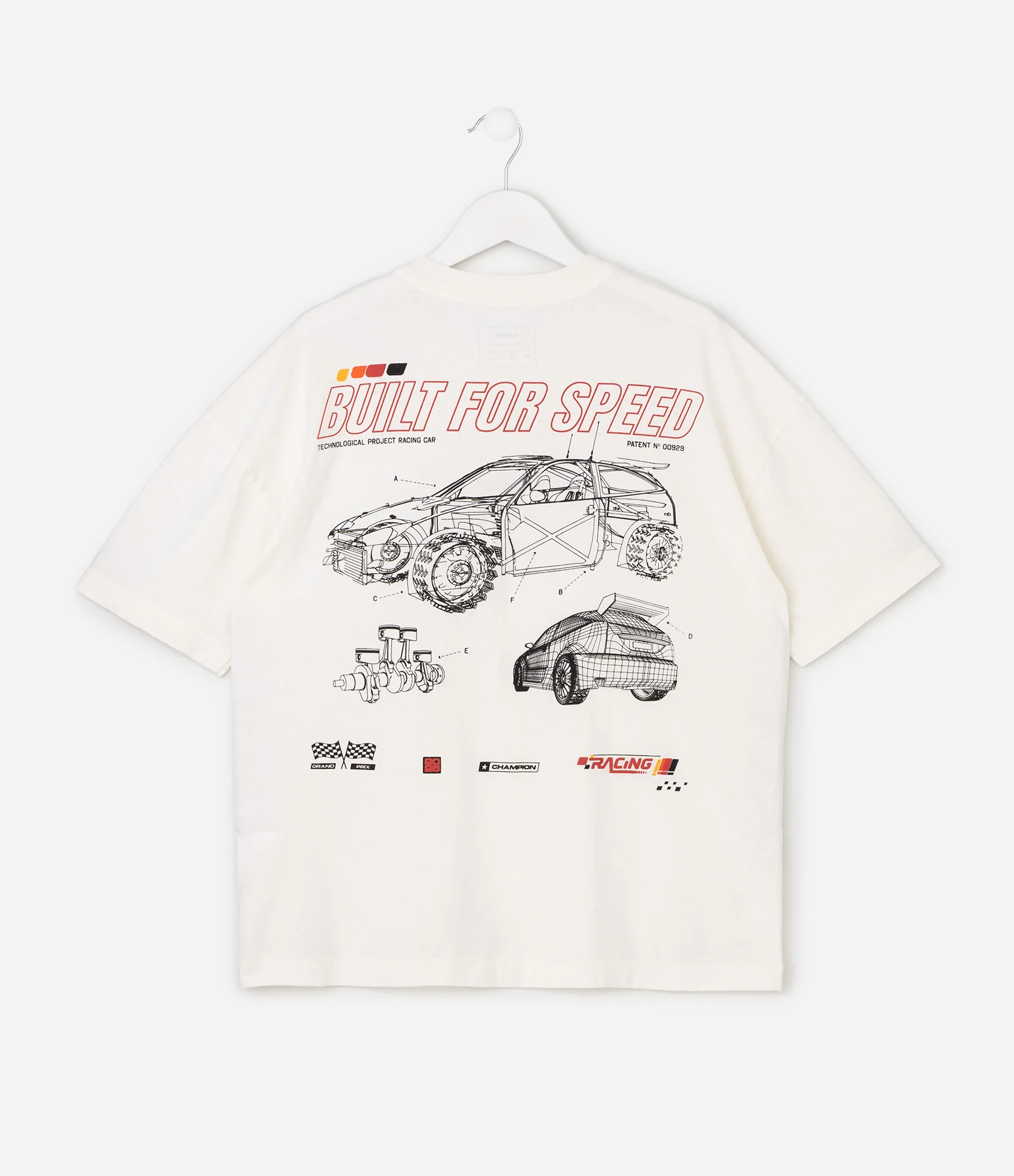 Camiseta Oversized Infantil Estampa Racing – Tam 5 a 14 Anos Branco 4