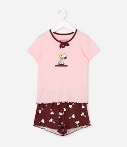 Pijama Infantil em Ribana Estampa Snoopy - Tam 5 a 14 Anos