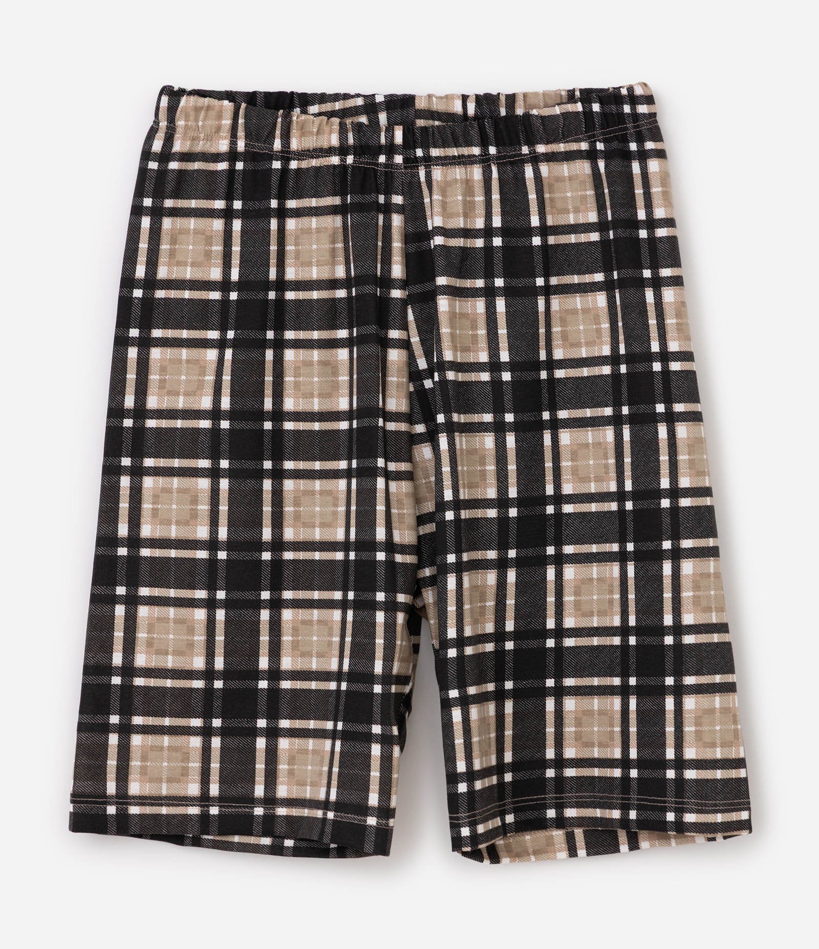 Pijama Infantil Em Algodão Accessories Estampa New Generation com Bermuda Xadrez - Tam 7 a 16 Anos Marrom 3