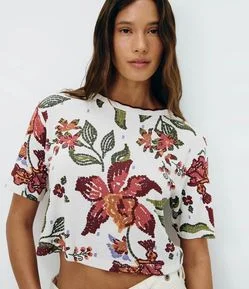 Blusa em Moletinho de Viscose com Estampa Floral