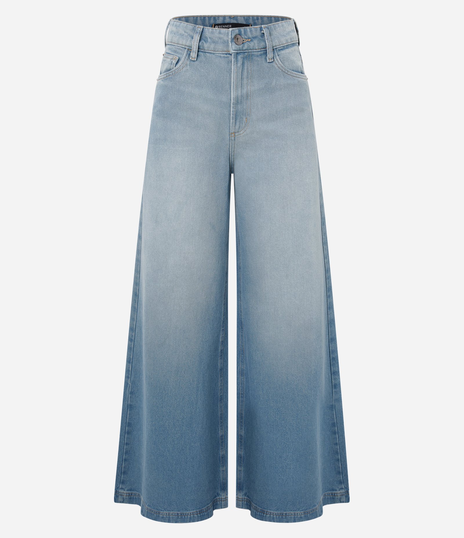 Calça Super Wide em Jeans com Cintura Alta Azul Claro 5