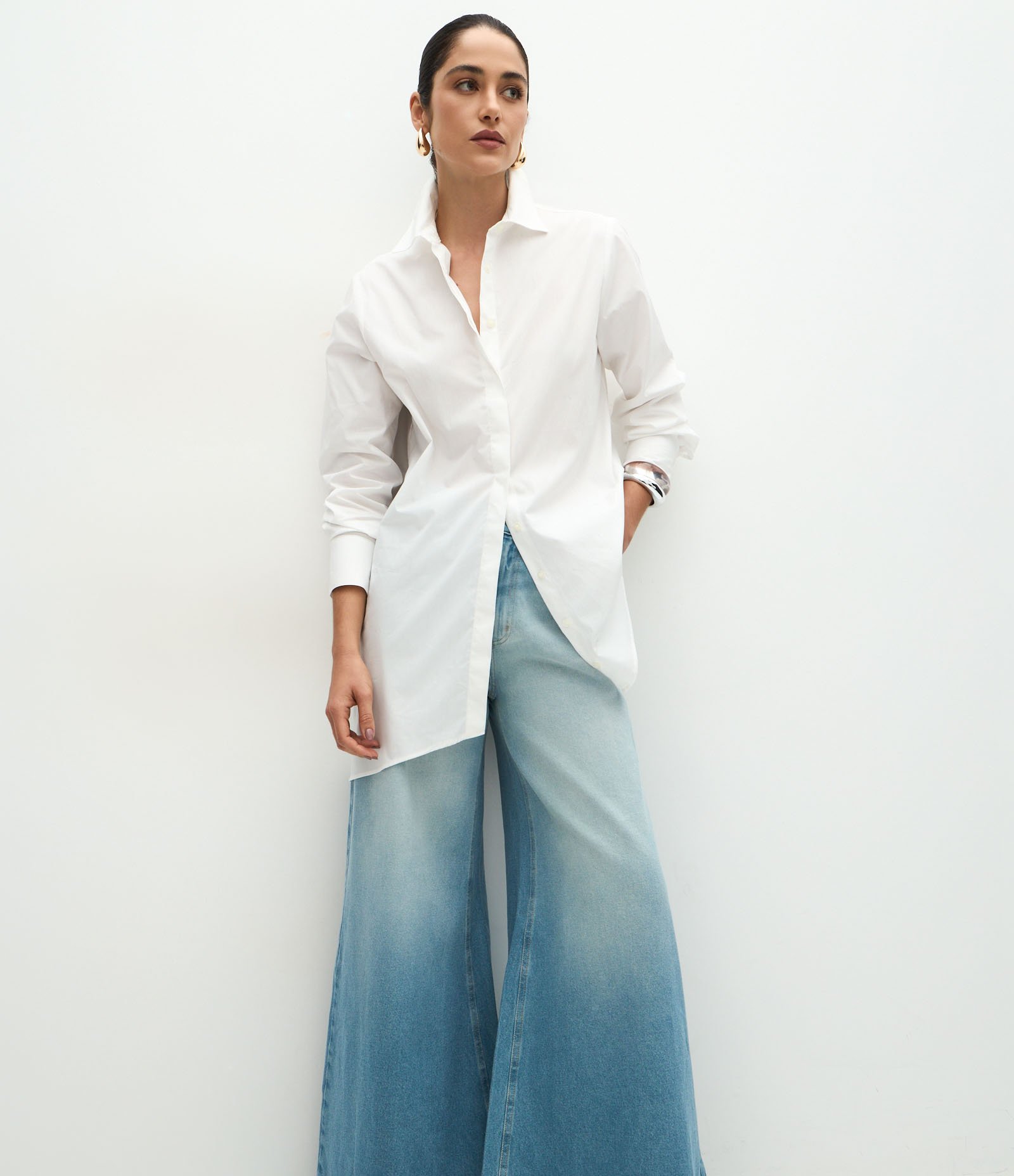 Calça Super Wide em Jeans com Cintura Alta Azul Claro 2