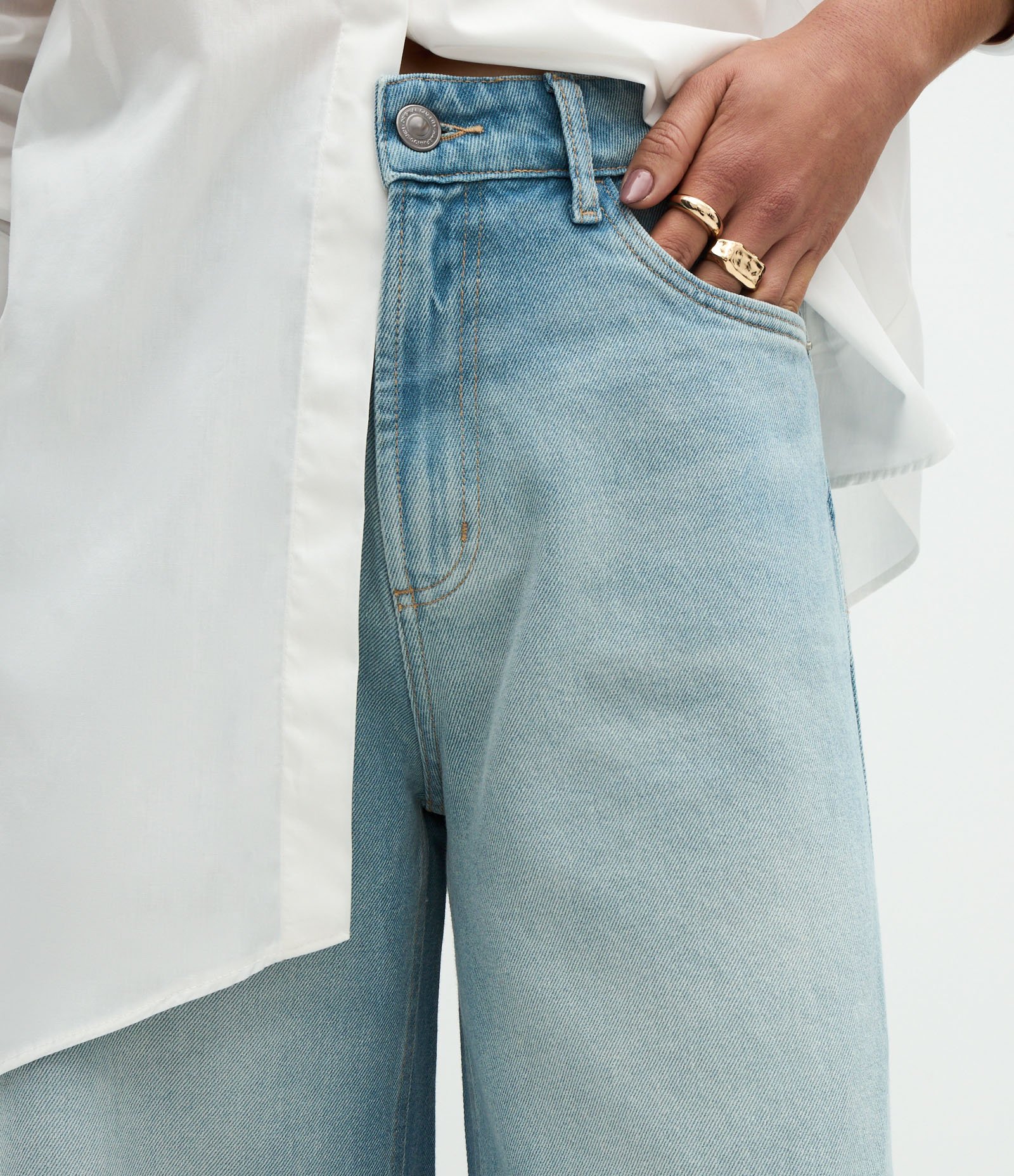 Calça Super Wide em Jeans com Cintura Alta Azul Claro 4