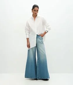 Calça Super Wide em Jeans com Cintura Alta