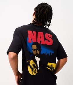 Camiseta Relaxed em Algodão com Estampa Rapper NAS