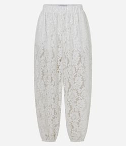 Calça Aladim em Renda com Paetês e Barra Ajustada