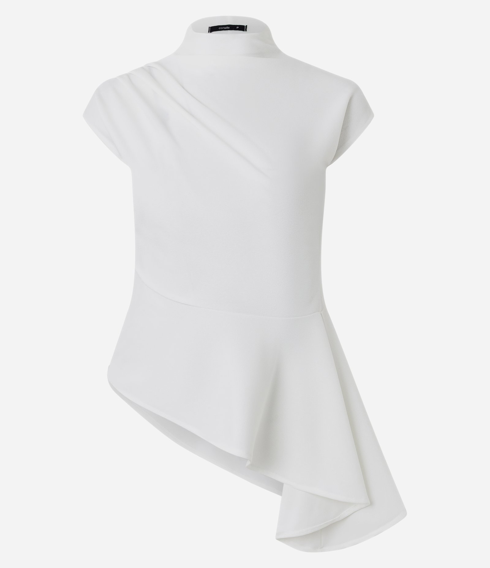 Blusa Assimétrica Estruturada com Gola Alta Branco 5