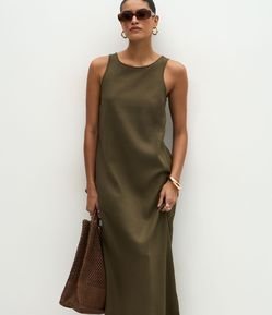 Vestido Midi em Viscolinho com Alças Largas