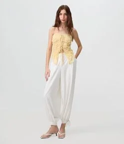 Calça Aladim Alfaiatada com Amarração nos Tornozelos