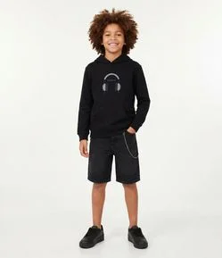 Bermuda Baggy Relaxed Infantil com Corrente Removível – Tam 5 a 16 Anos