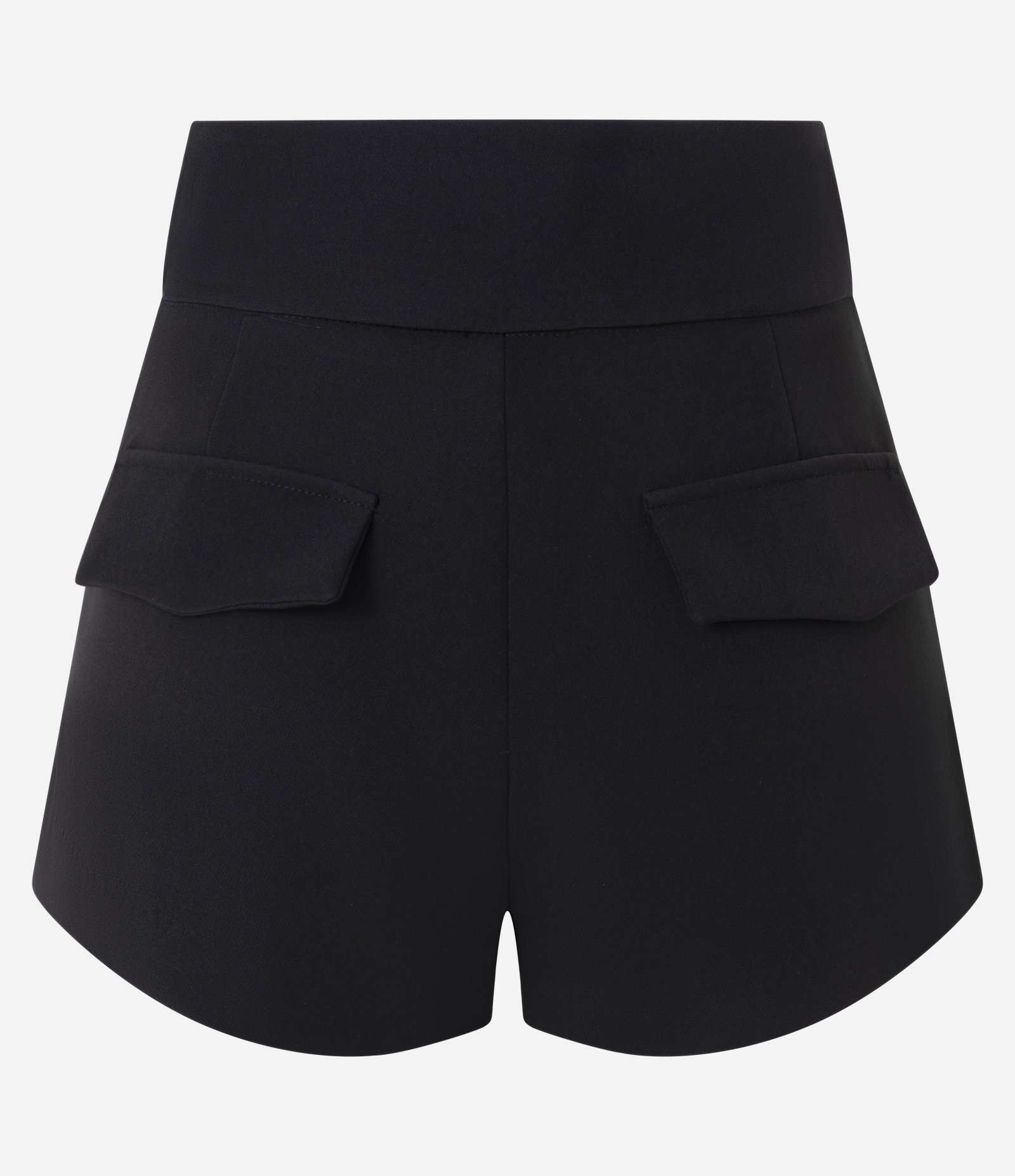 Micro Short Alfaiataria com Pala Transpassada e Bolsos Preto 2