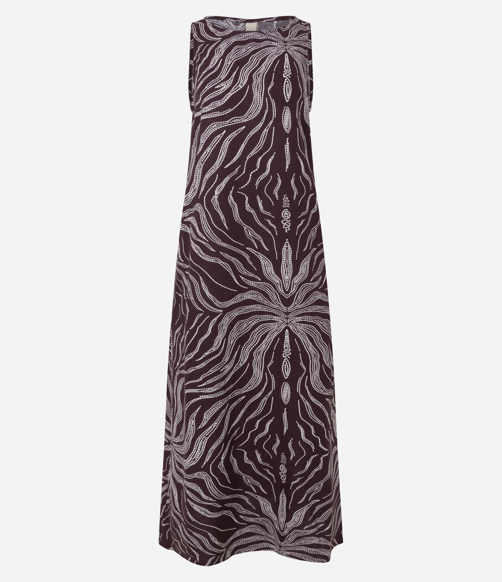 Vestido Midi em Viscolinho com Estampa Orgânica Marrom 5