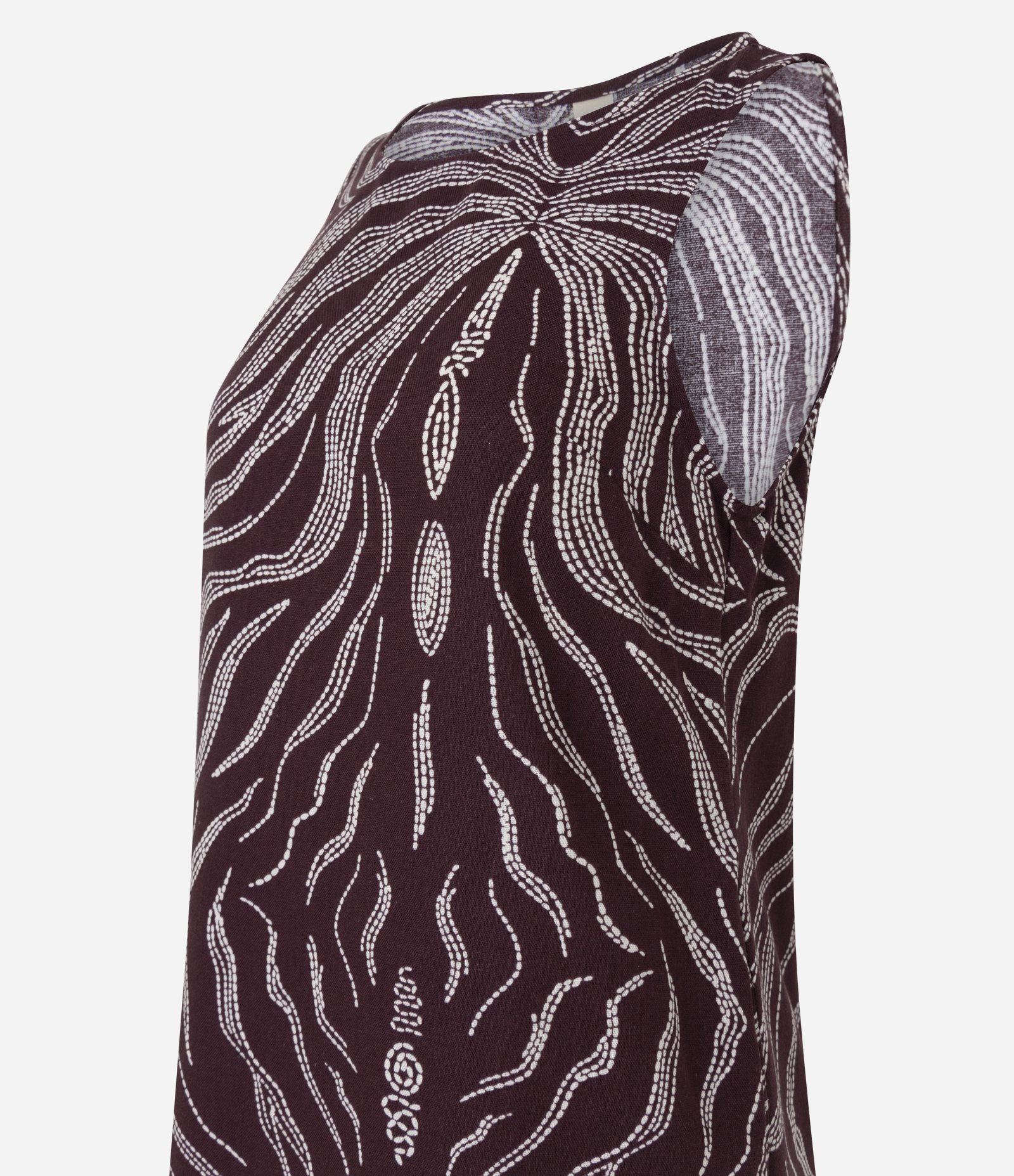 Vestido Midi em Viscolinho com Estampa Orgânica Marrom 6
