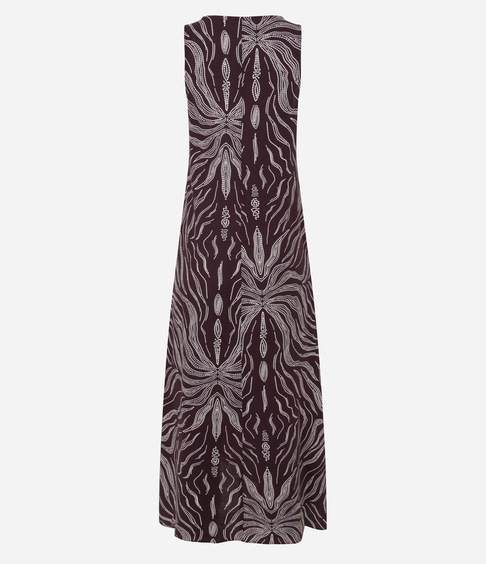Vestido Midi em Viscolinho com Estampa Orgânica Marrom 7