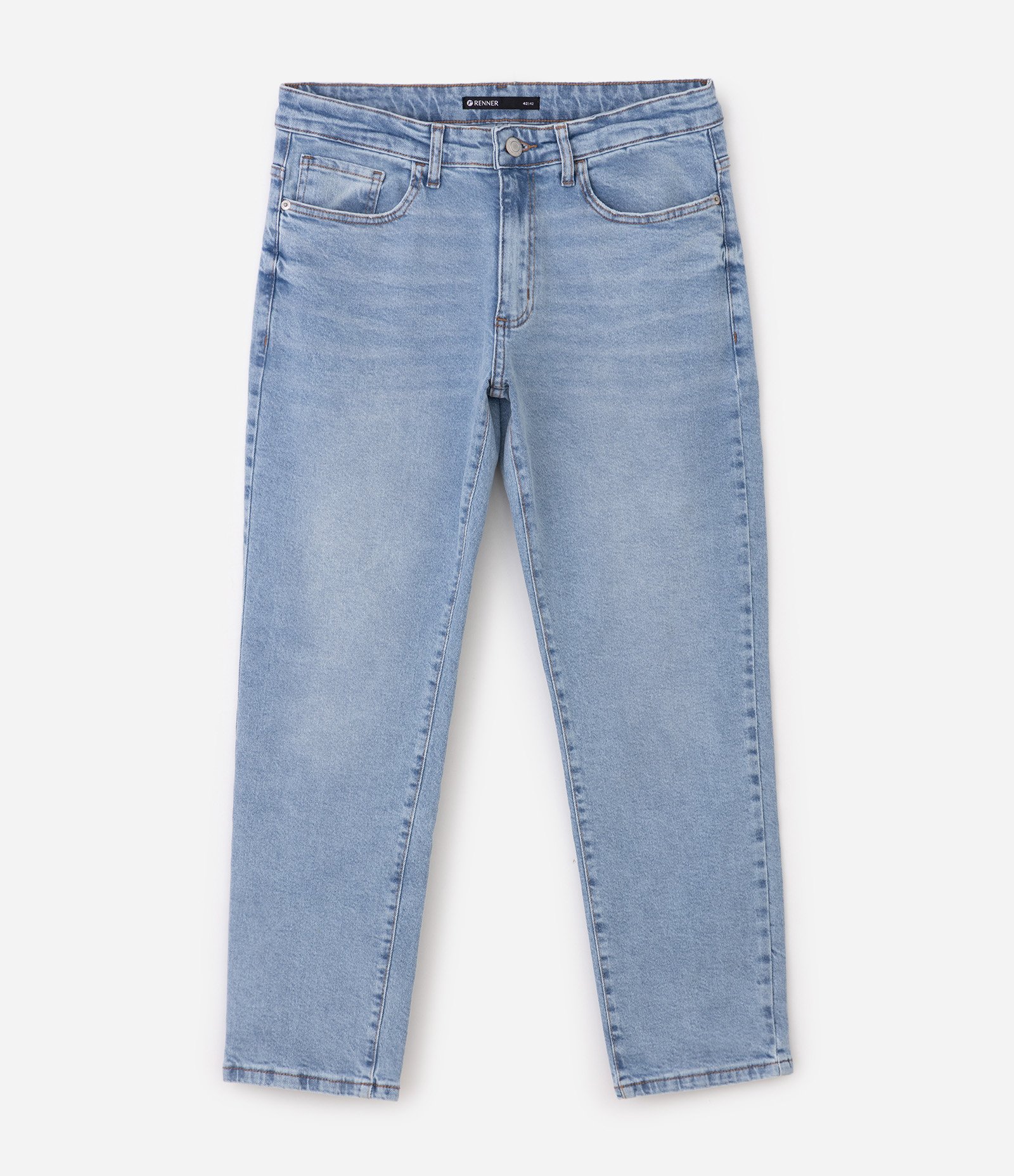 Calça Jeans Slim com Desgaste Azul Claro 1
