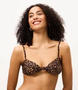 Biquíni Top Bandeau com Estampa Animal Print