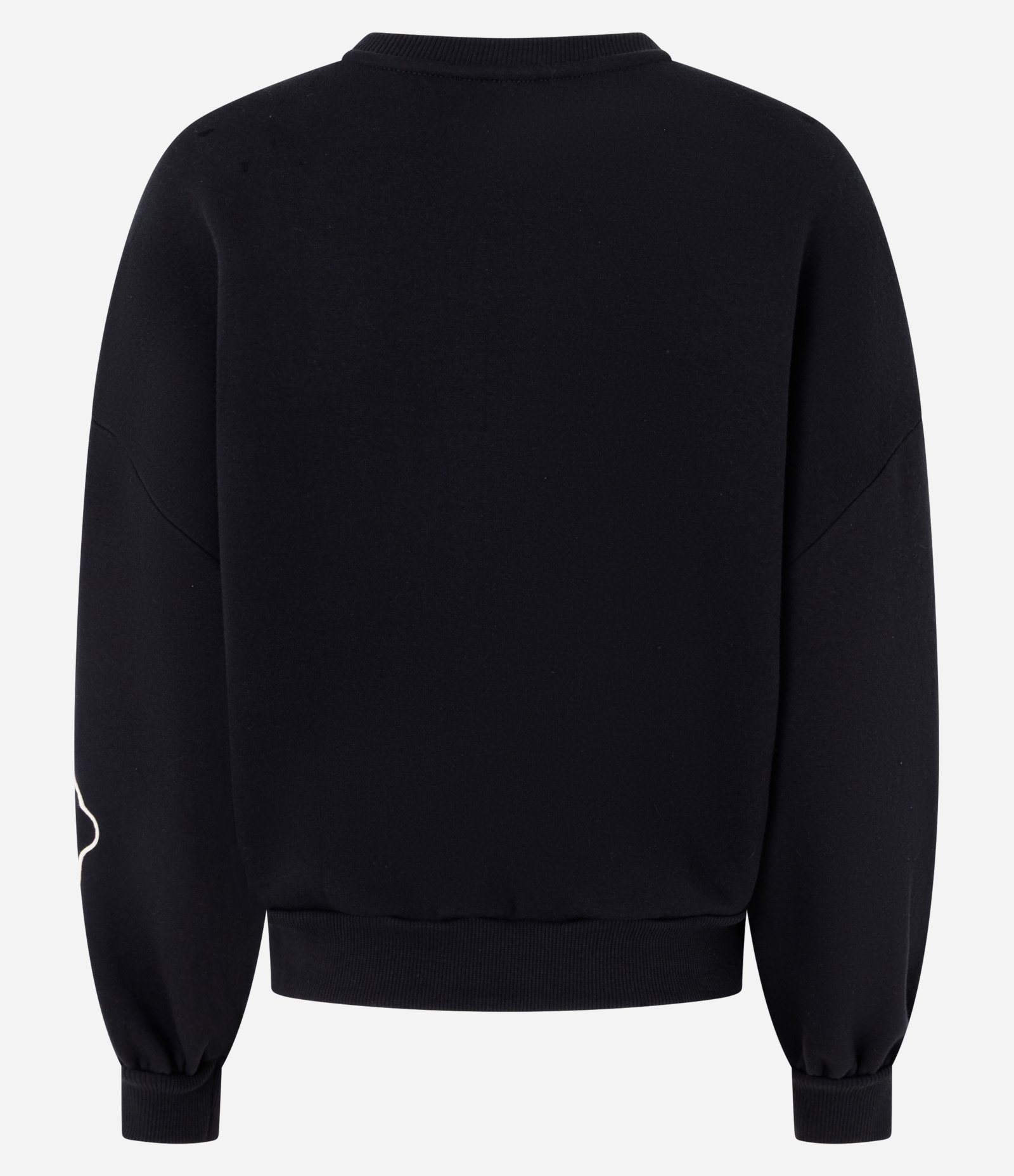 Casaco Regular em Moletom com Bordado Floral Preto 3