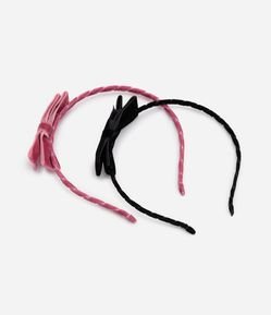 Kit de 02 Tiaras Infantis em Veludo com Laço