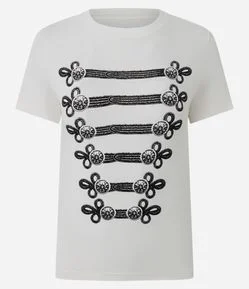 Camiseta Algodão Estampa Ornamentada Frontal