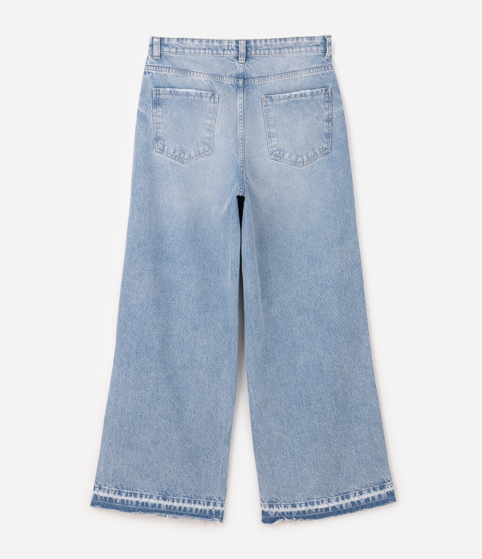 Calça Mega Baggy em Jeans com Barra Desfiada Azul 2