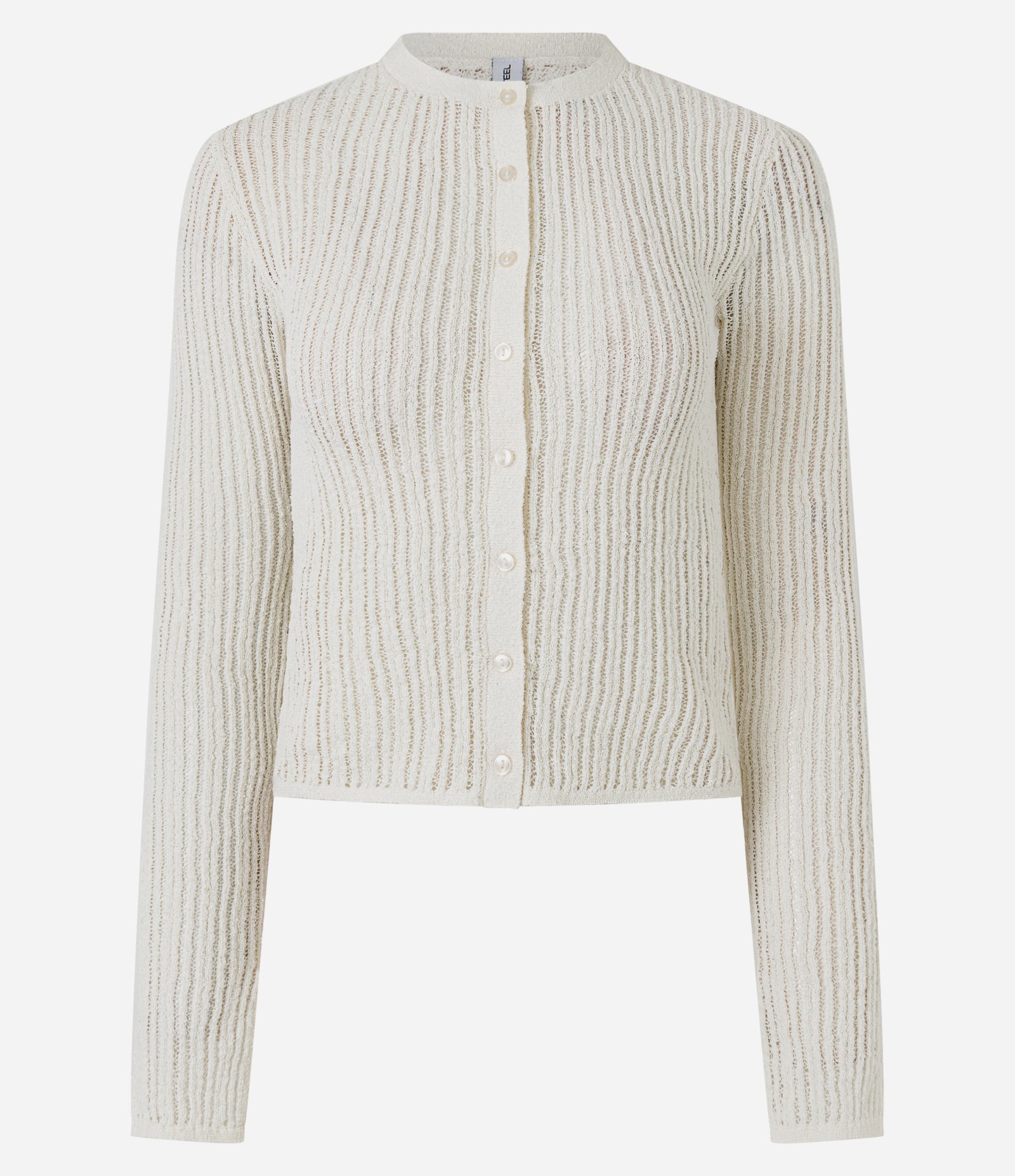 Cardigan em Tricô Leve com Botões Frontais Bege 3