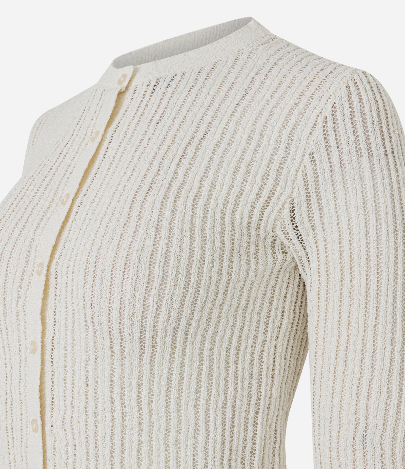 Cardigan em Tricô Leve com Botões Frontais Bege 4