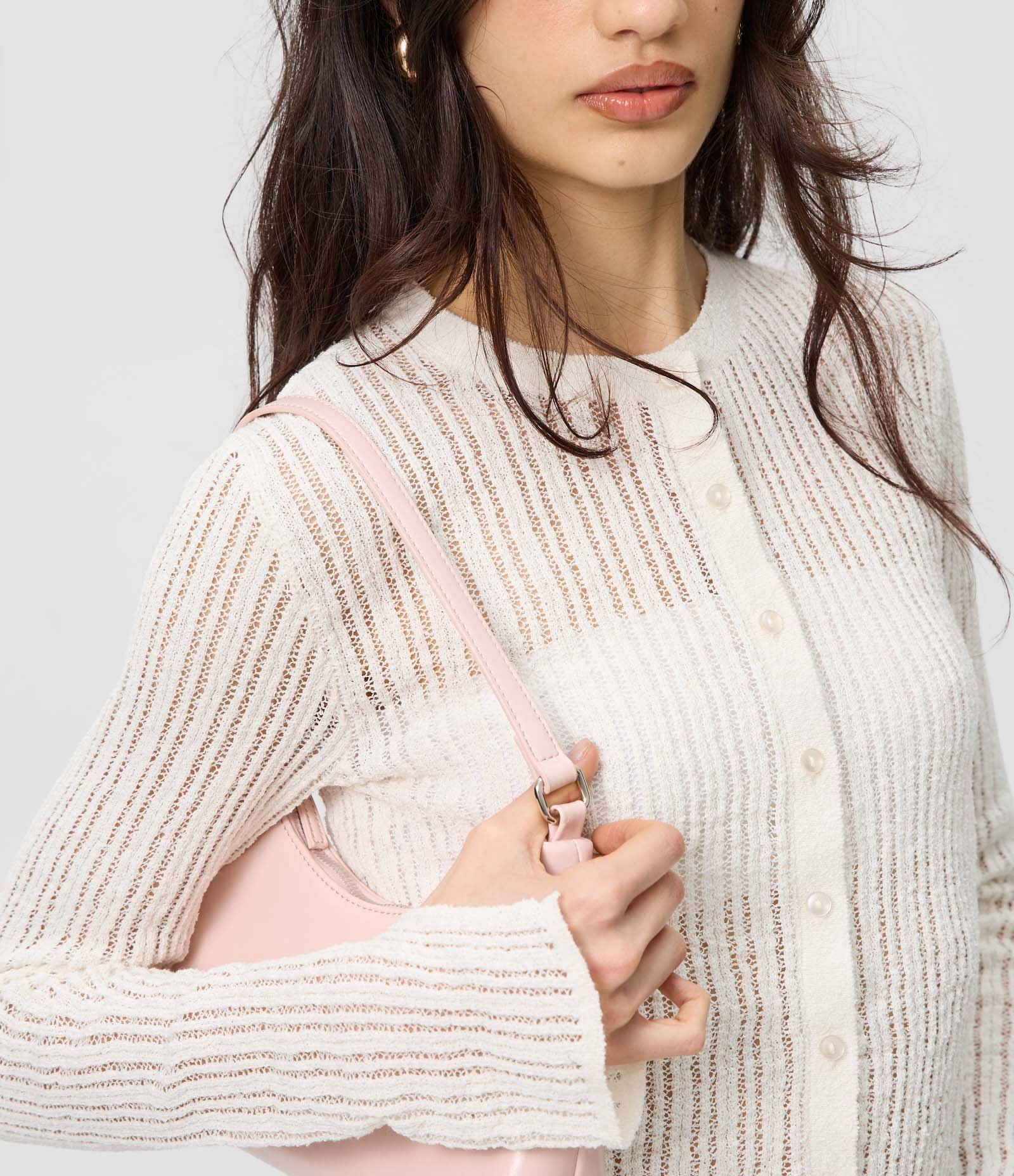 Cardigan em Tricô Leve com Botões Frontais Bege 2