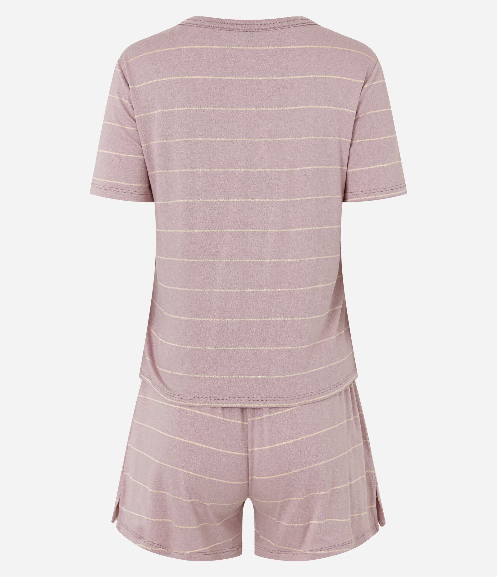Pijama Curto em Viscolycra com Estampa Listrada e Fio Metalizado Rosa 3