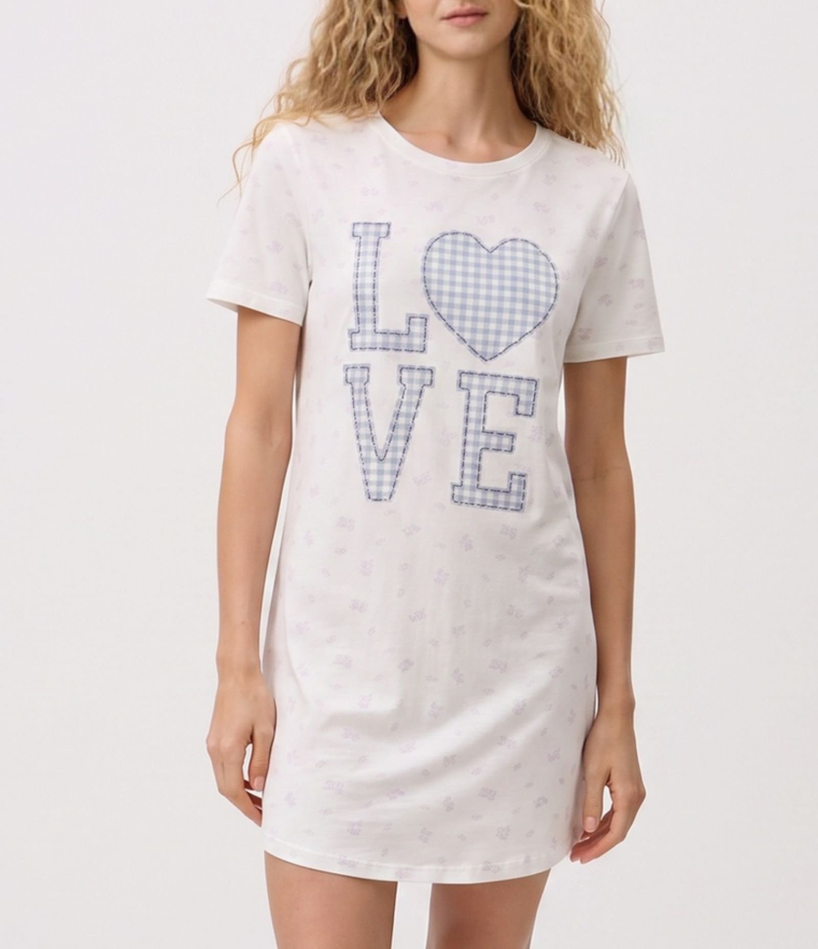 Camisola Curta em Viscolycra com Lettering Love Branco 2
