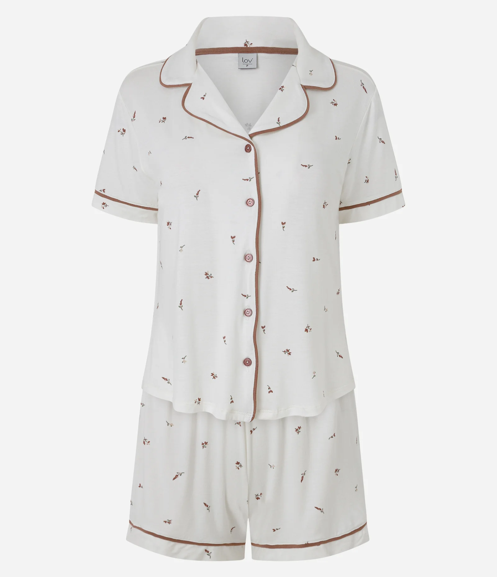 Pijama Curto Americano em Viscolycra com Estampa Floral Branco 7