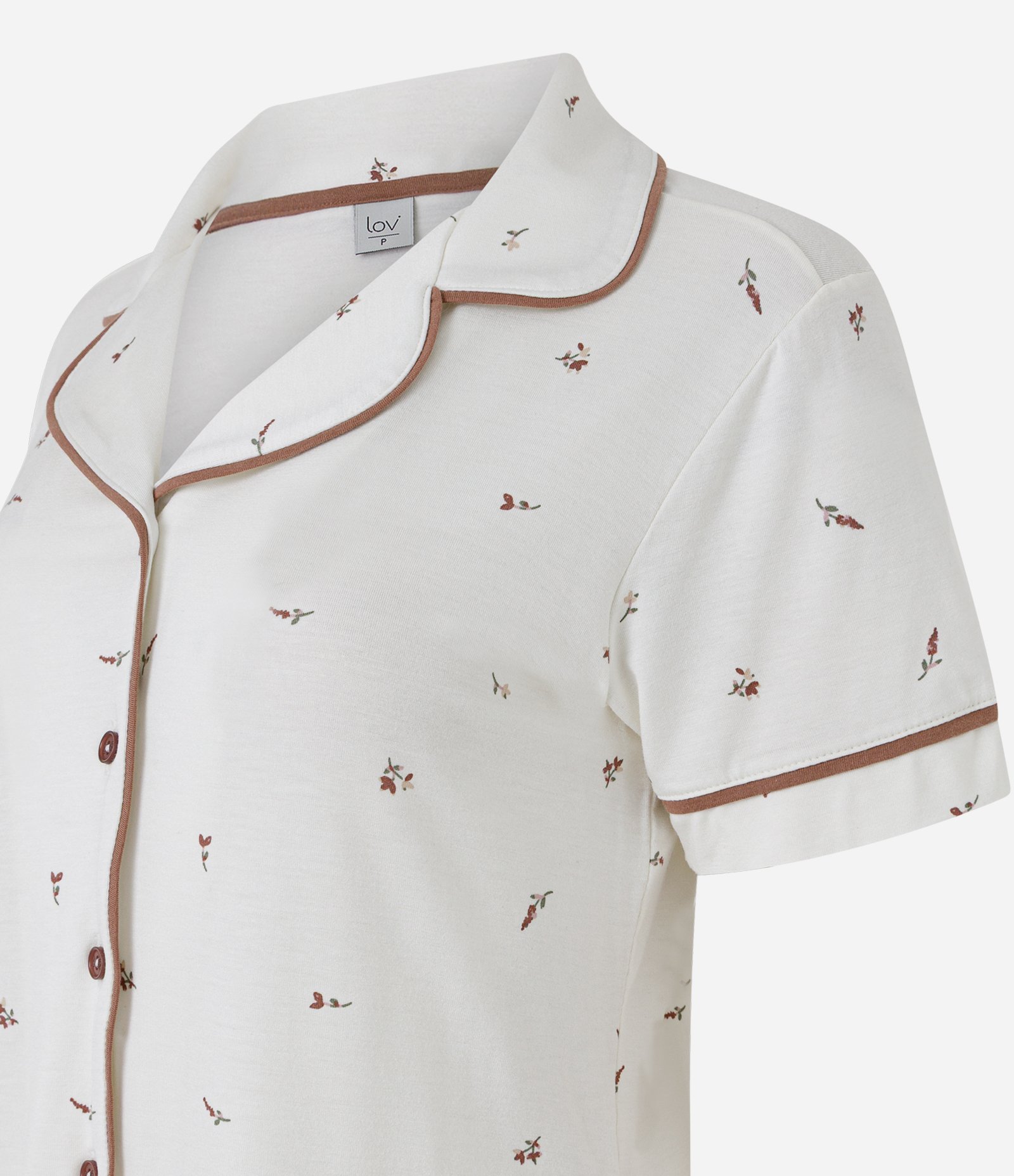 Pijama Curto Americano em Viscolycra com Estampa Floral Branco 8