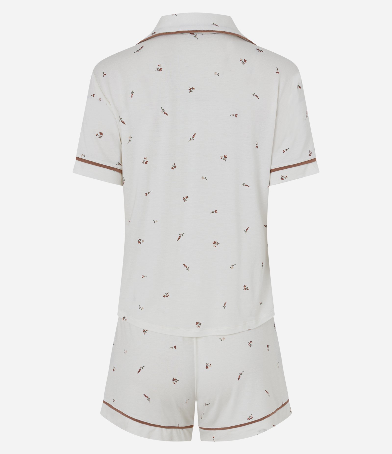 Pijama Curto Americano em Viscolycra com Estampa Floral Branco 9
