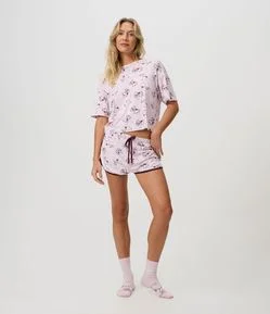 Short de Pijama em Viscolycra com Estampa Snoopy