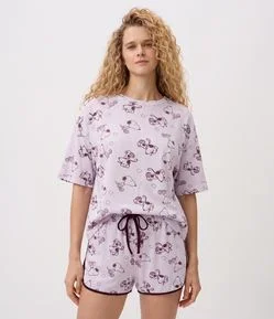 Short de Pijama em Viscolycra com Estampa Snoopy