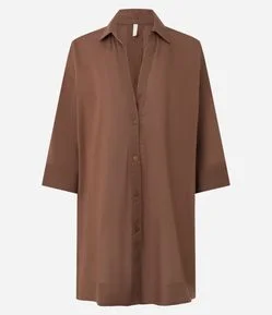 Saída de Praia Chemise em Cotton com Manga 3/4