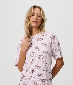 Blusa de Pijama em Viscolycra com Estampa Snoopy