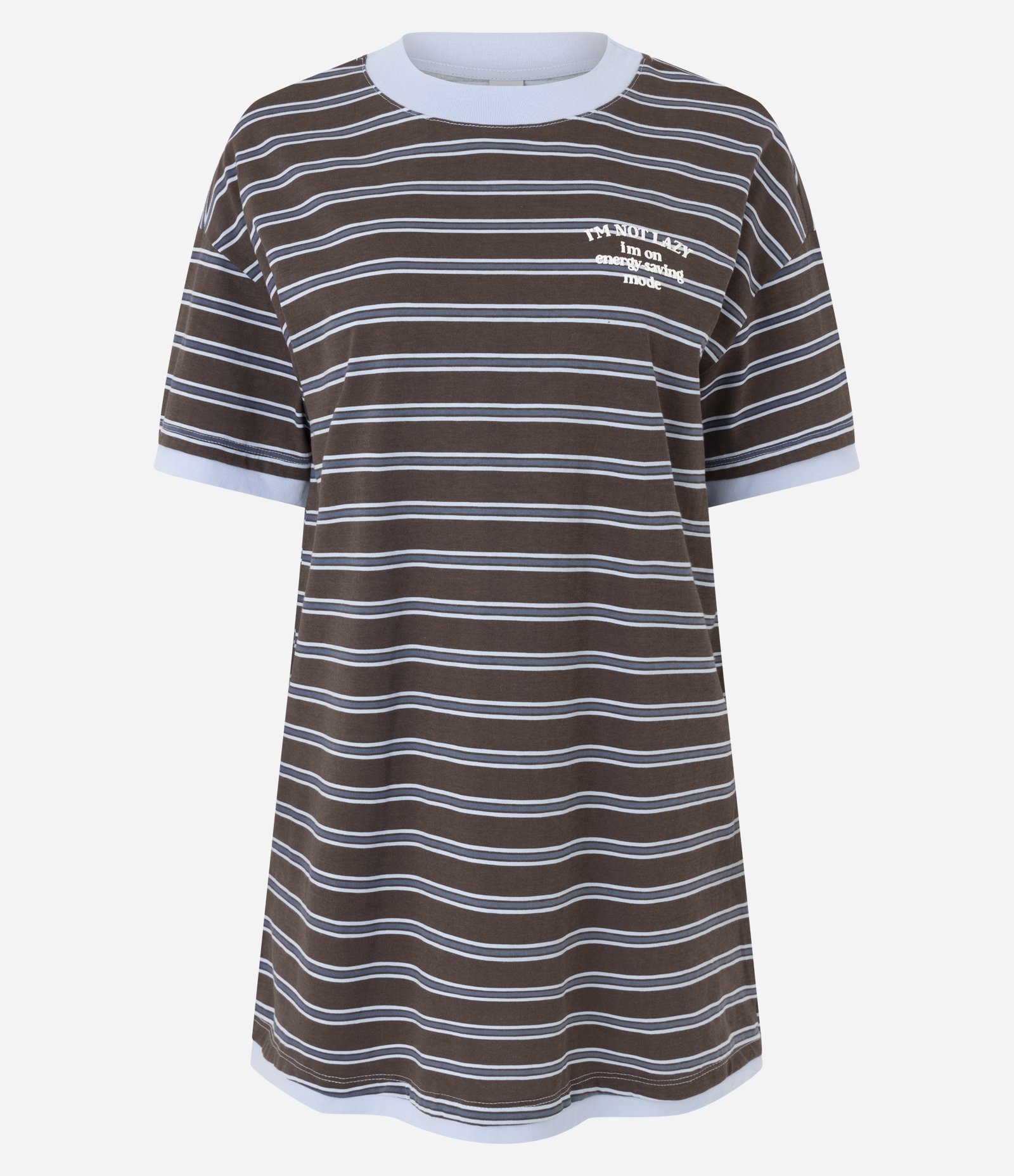 Camisola Curta em Algodão com Estampa Listrada Marrom 4
