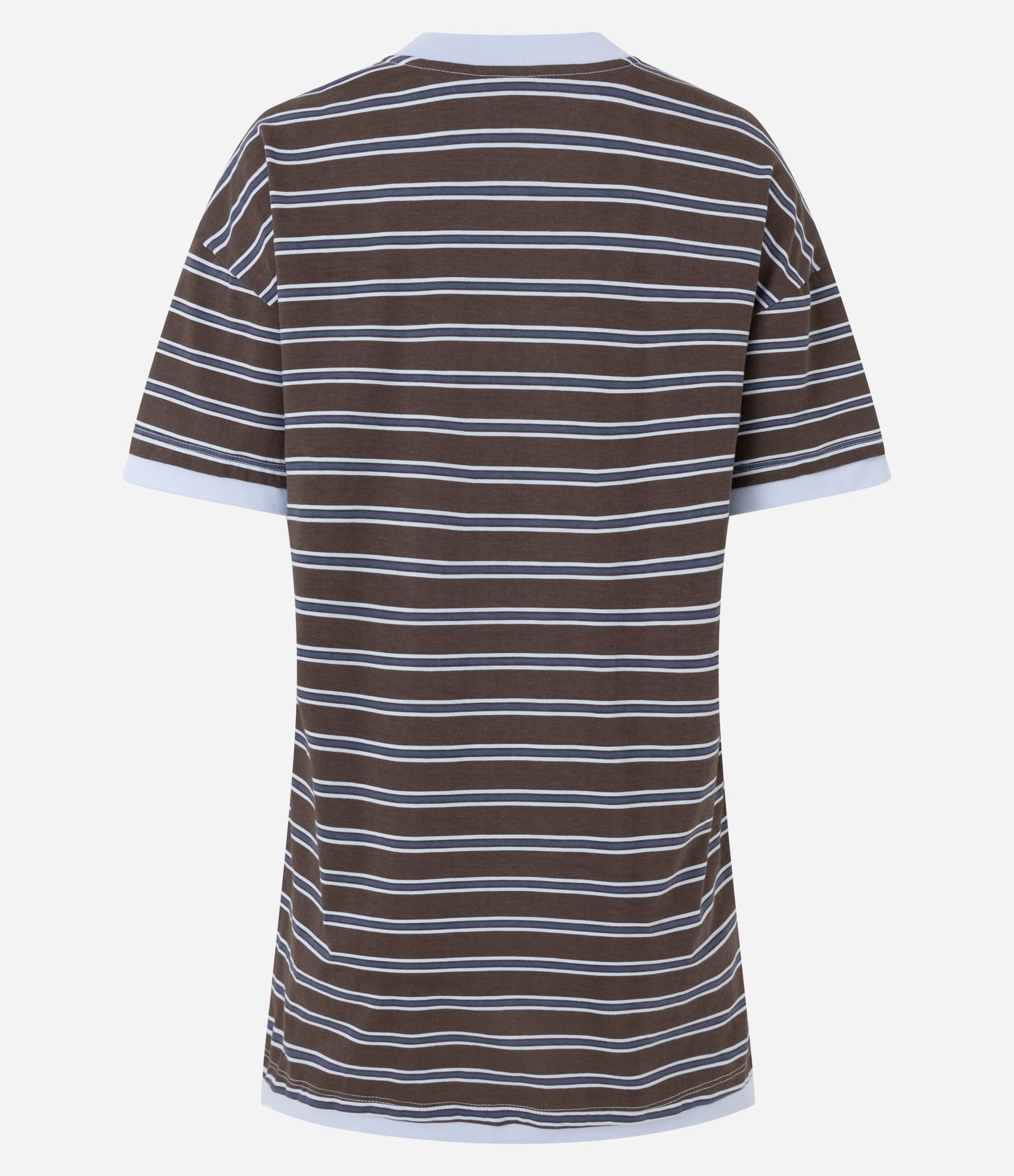 Camisola Curta em Algodão com Estampa Listrada Marrom 5