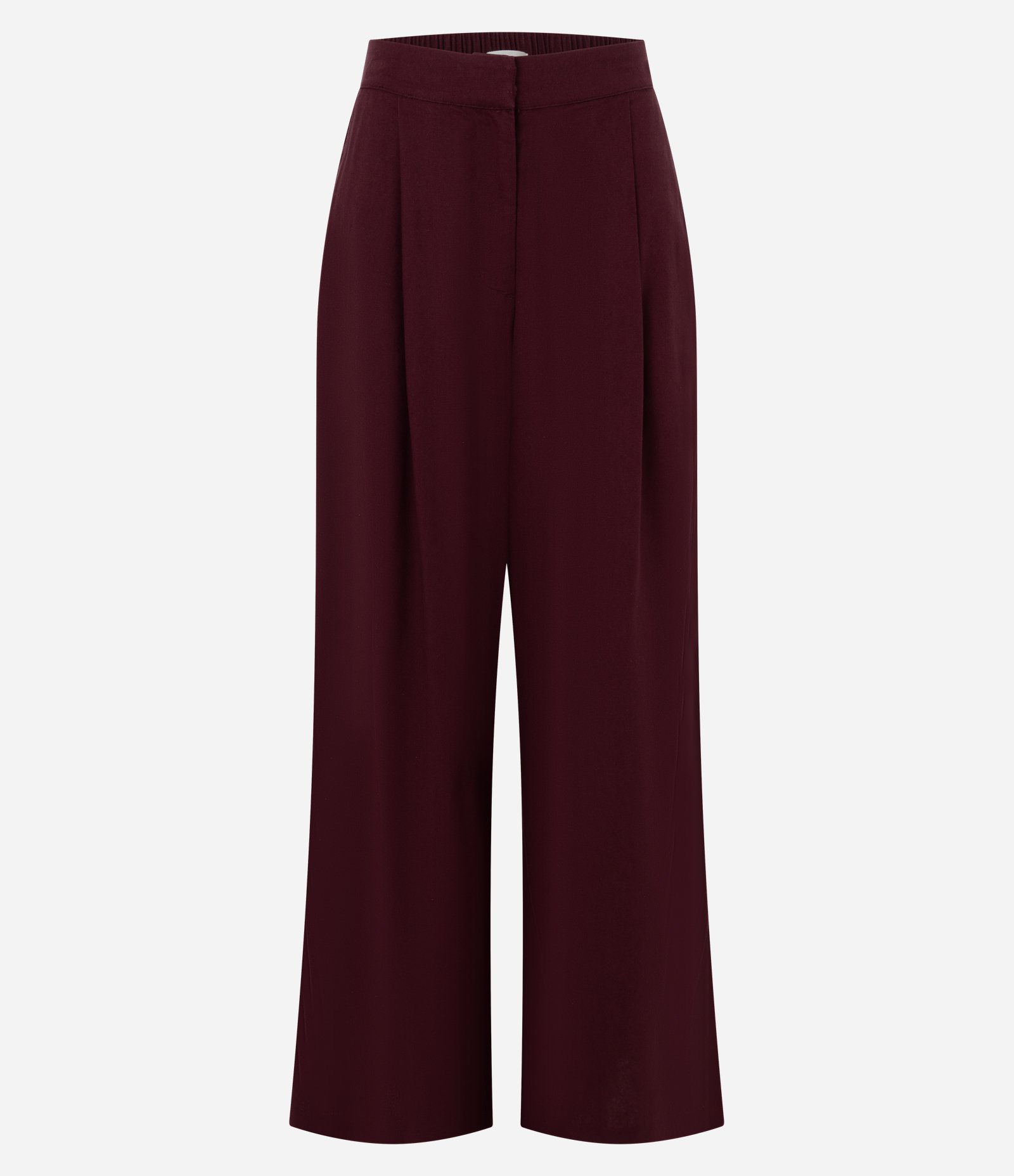 Calça Wide Leg em Viscolinho com Cós Alfaiatado Vinho 5