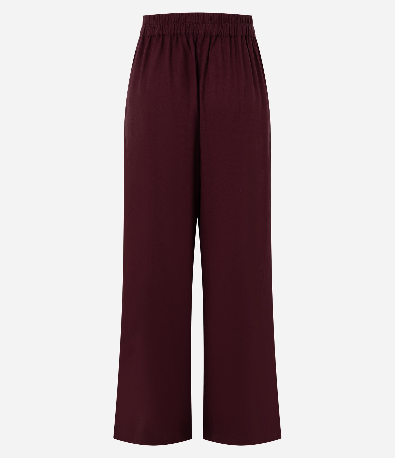 Calça Wide Leg em Viscolinho com Cós Alfaiatado Vinho 6