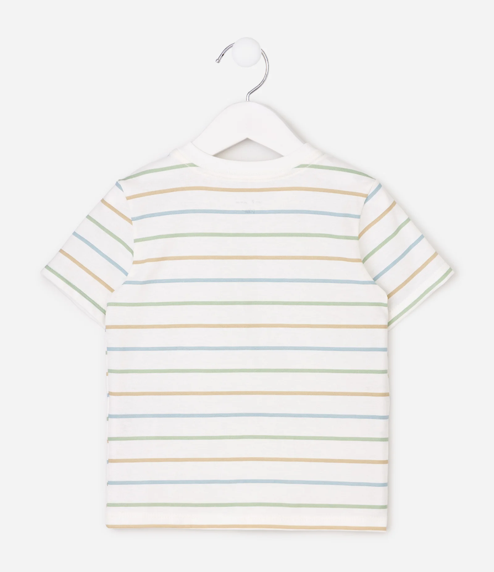 Camiseta Infantil em Algodão com Listras Coloridas - Tam 1 a 6 Anos Branco 2